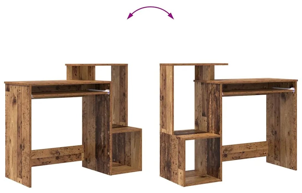 Mesa de Computador Castanha Madeira Antiga Madeira Engenheirada