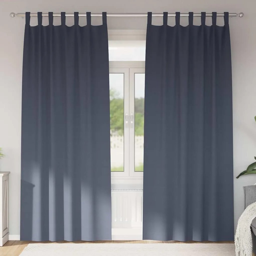 vidaXL Cortinas 2 pcs Cinzento-escuro 260 x 140 cm Poliéster