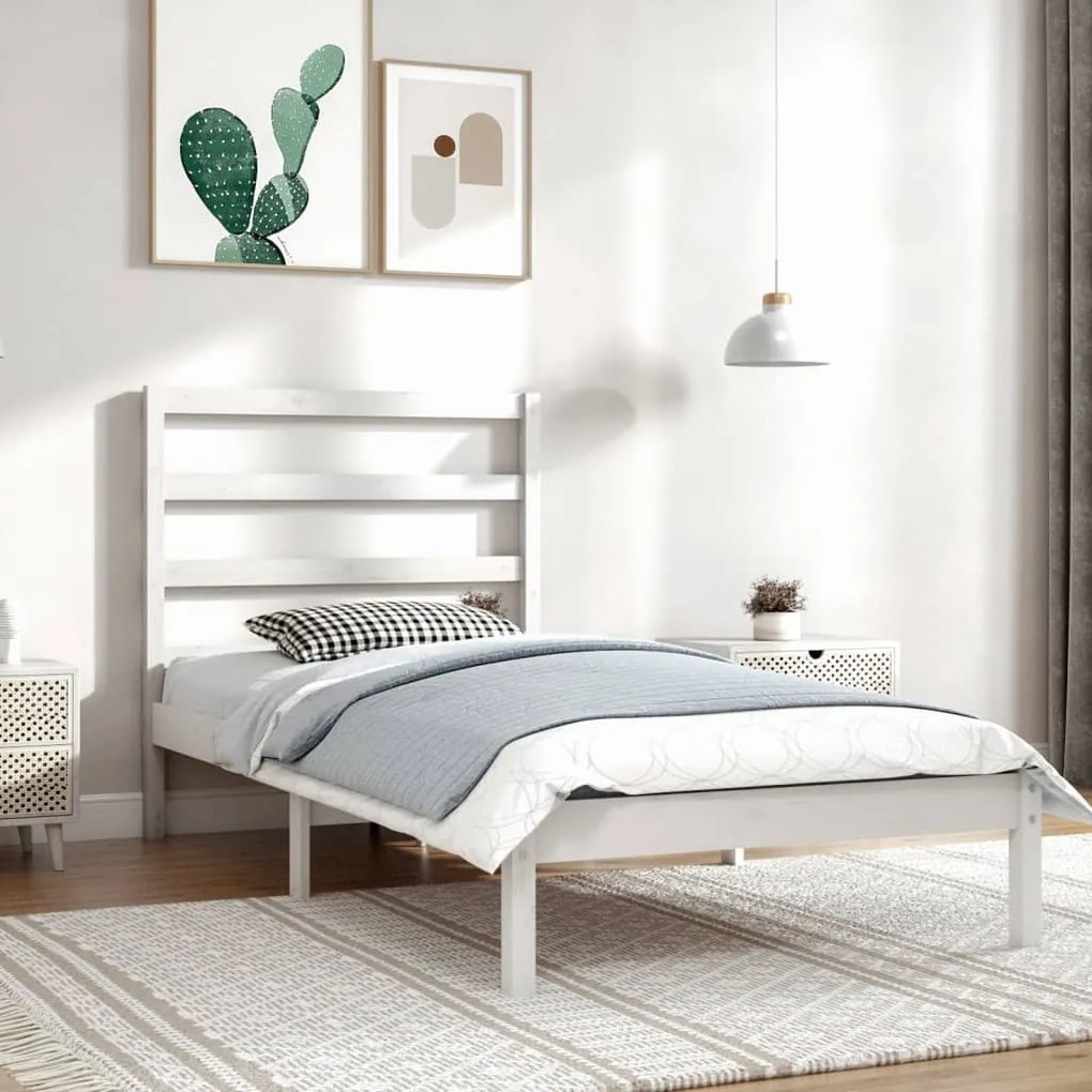 vidaXL Cama sem colchão 90x200 cm madeira de pinho maciça branco
