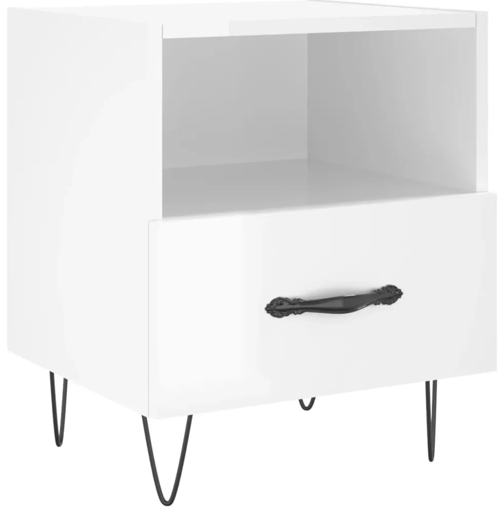 Mesas de cabeceira 2pcs derivados de madeira branco brilhante