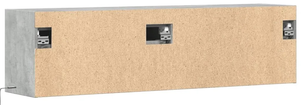 Móvel de parede p/ TV c/ luzes LED 140x31x38cm cinzento cimento