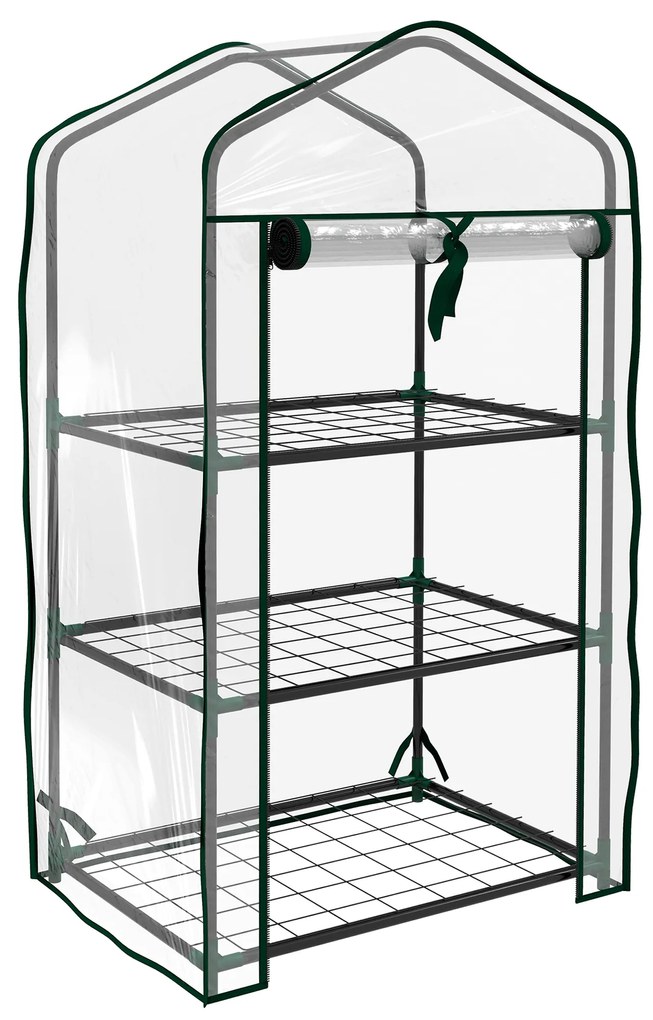 Outsunny Estufa de Jardim de 3 Níveis Estufa de Terraço com 3 Prateleiras para Cultivo de Plantas Flores 59x39x127 cm Transparente