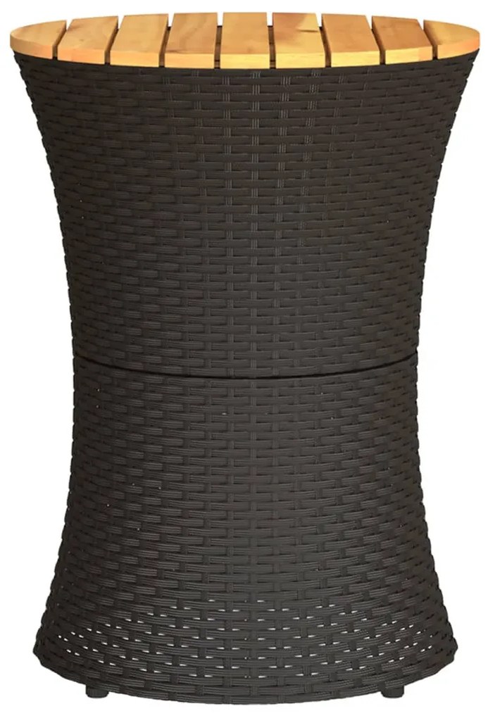 Mesa de apoio formato de djembé vime PE/madeira maciça preto