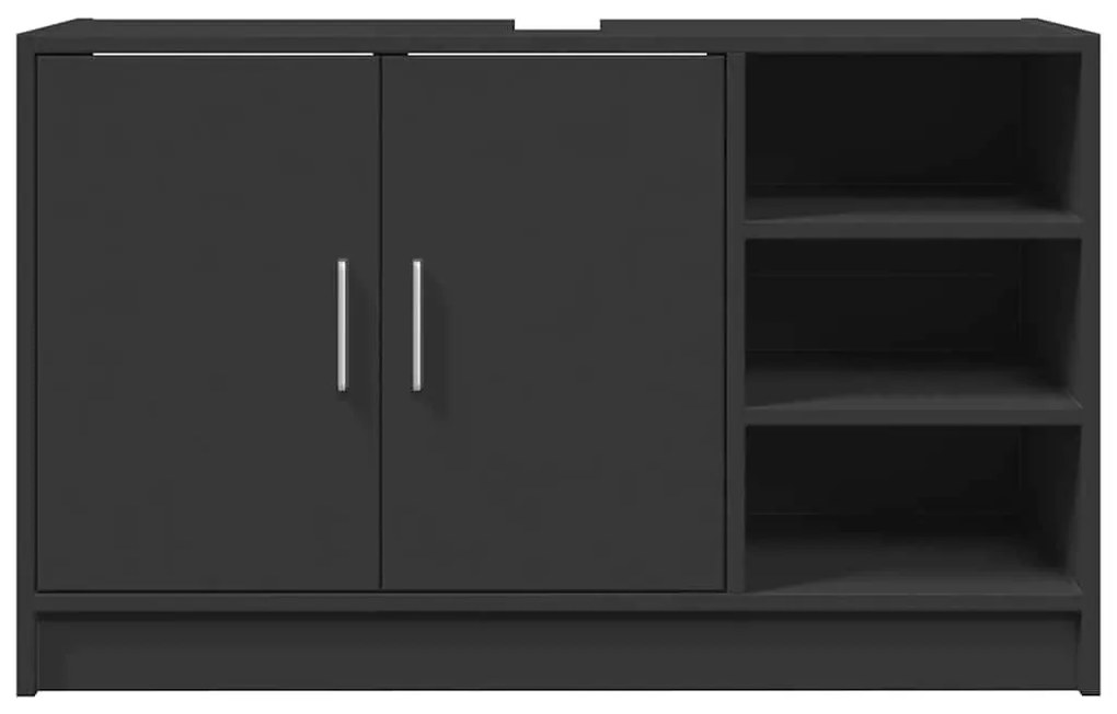 Armário de lavatório 90x29x55 cm derivados de madeira preto