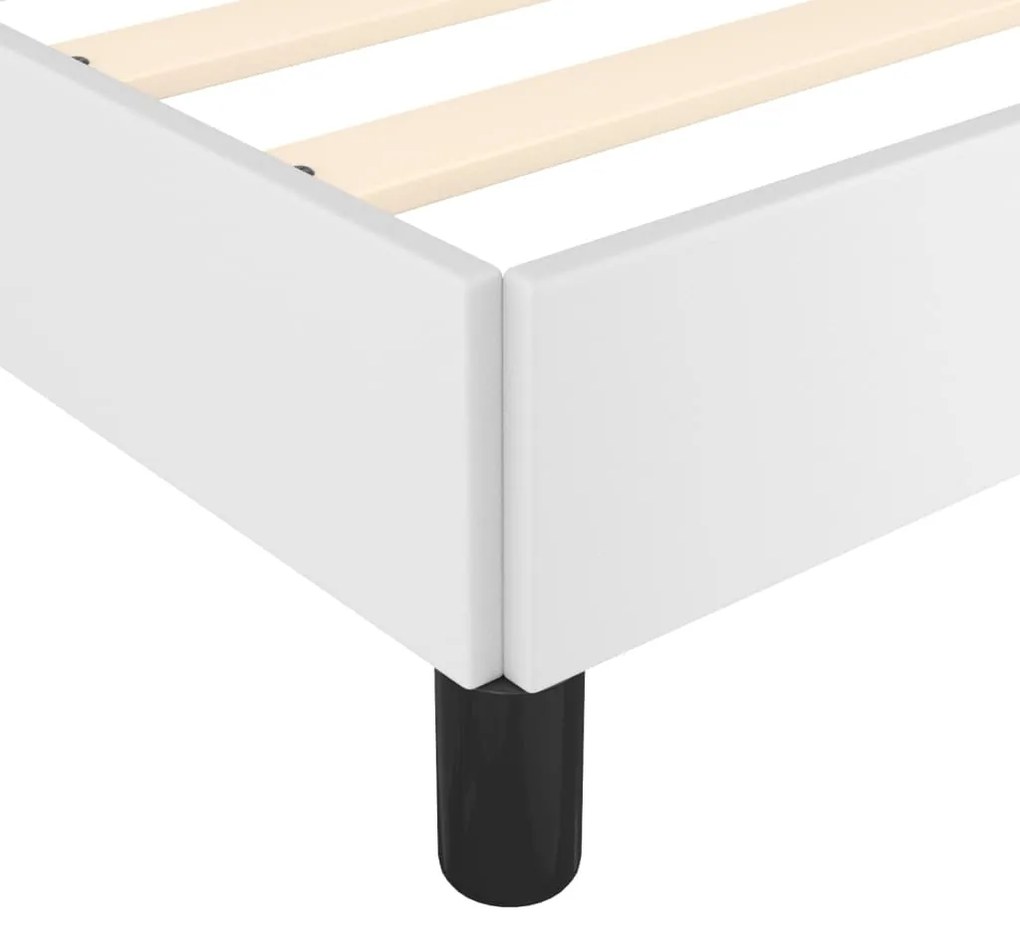 Estrutura de Cama Salu com Cabeceira em Couro Artificial Branco - 140x