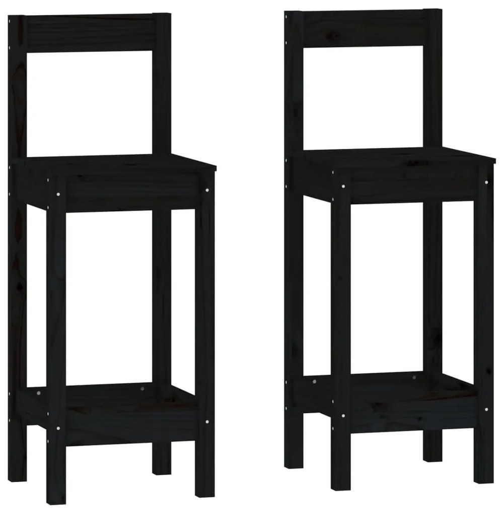 3 pcs conjunto de bar pinho maciço preto