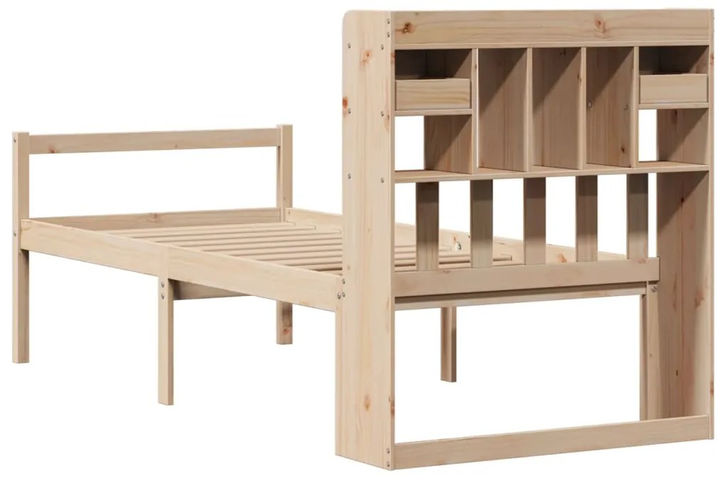 Cama com estante sem colchão 100x200 cm pinho maciço