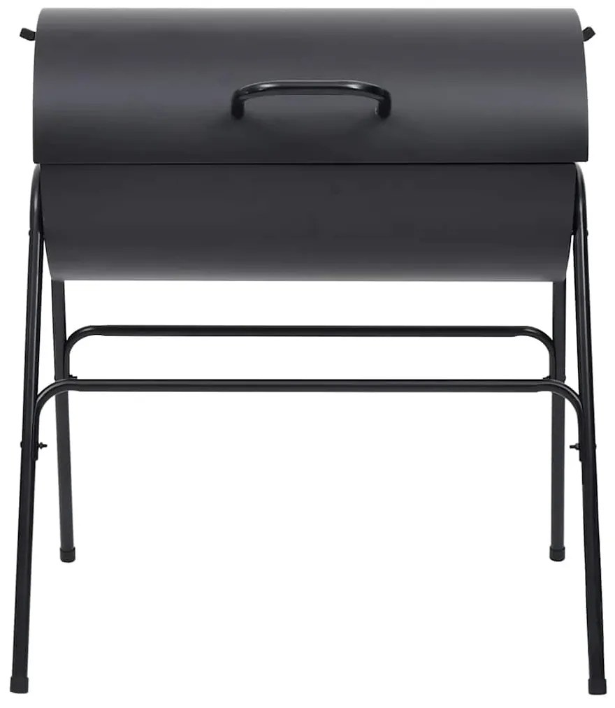 Grelhador barril c/ 2 grelhas de cozinhar 80x95x90 cm aço preto