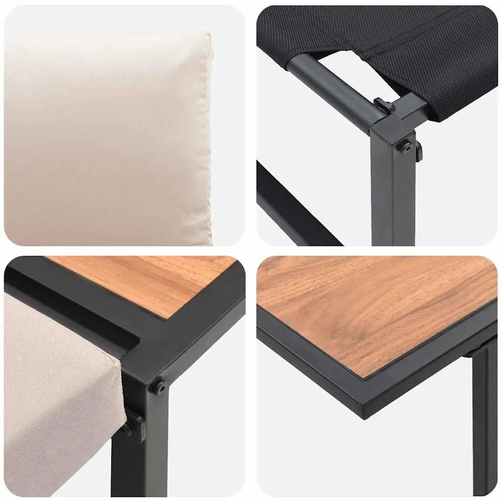 Conjunto de Jantar de Jardim de 3 Peças com Almofadas em Taupe