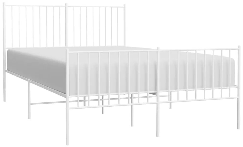 Estrutura de cama com cabeceira e pés 140x200 cm metal branco