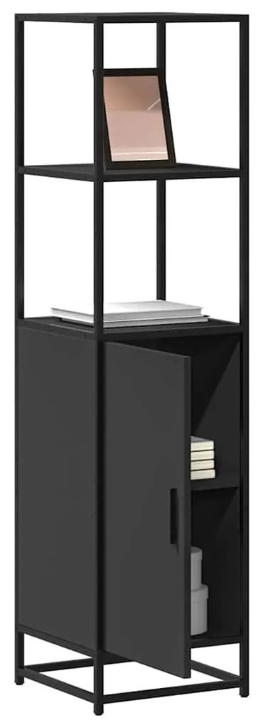 Armário alto 35,5x35x139 cm derivados madeira e metal preto