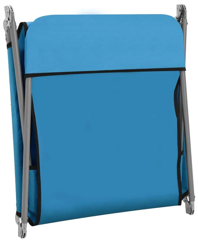 Espreguiçadeiras dobráveis 2 pcs aço e tecido azul