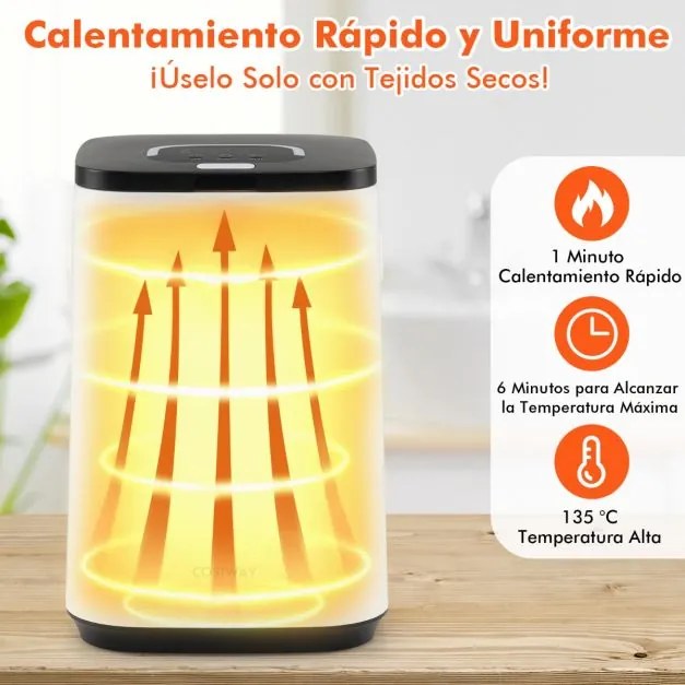 Aquecedor de toalhas 23 L com luz temporizador 24H desligamento automático bloqueio infantil capacidade 3 toalhas branco