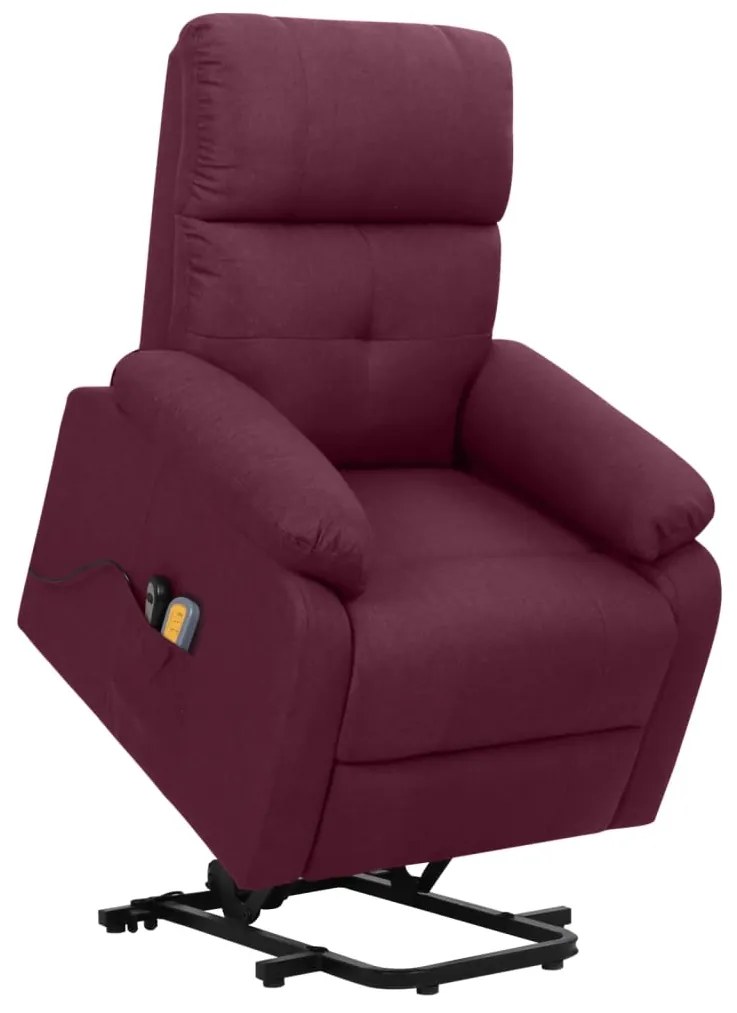vidaXL Poltrona elevatória de massagens tecido roxo