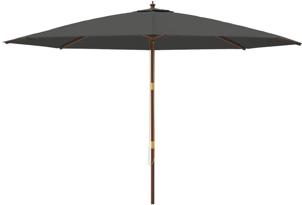 Guarda-sol de jardim com poste de madeira 400x273 cm antracite