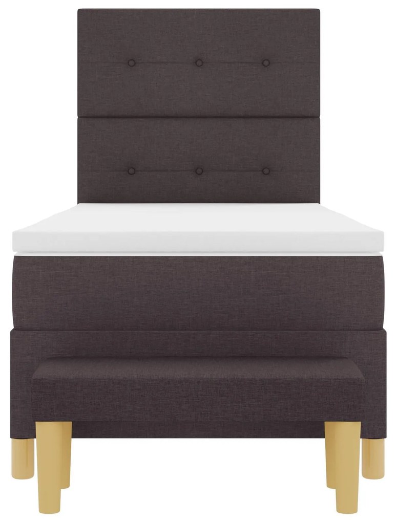Cama Box Spring vidaXL com Colchão e Banco Marrom Escuro 90x200 cm Tec