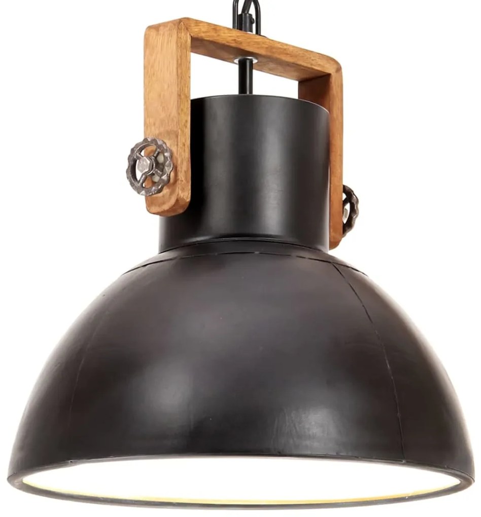 vidaXL Candeeiro suspenso industrial redondo 25 W 30 cm E27 preto