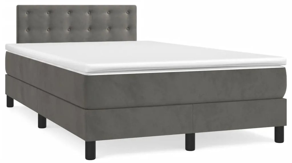 Cama boxspring com colchão 120x190 cm veludo cinzento-escuro