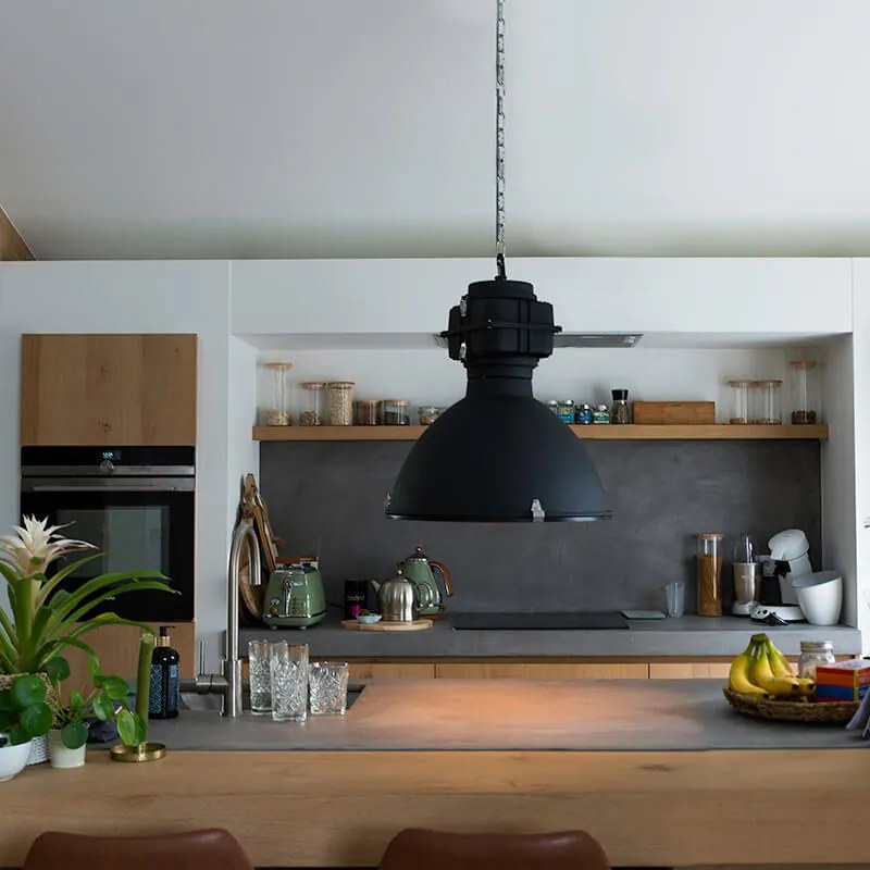 Candeeiro de suspensão industrial inteligente preto 53 cm incl. A60 Wifi - Sicko