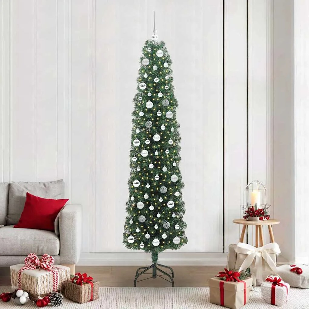 vidaXL Árvore de Natal Artificial Verde 210 cm PVC e Aço e Plástico