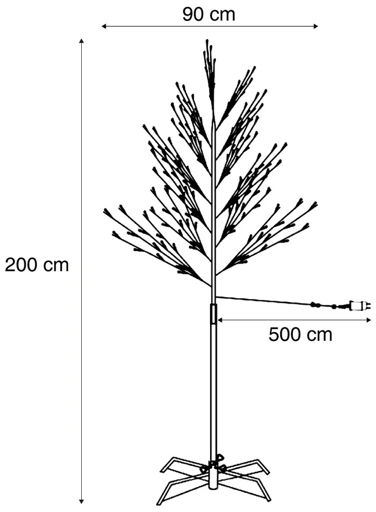 Árvore de Natal preta 200cm incl. LED IP44 - Vixen