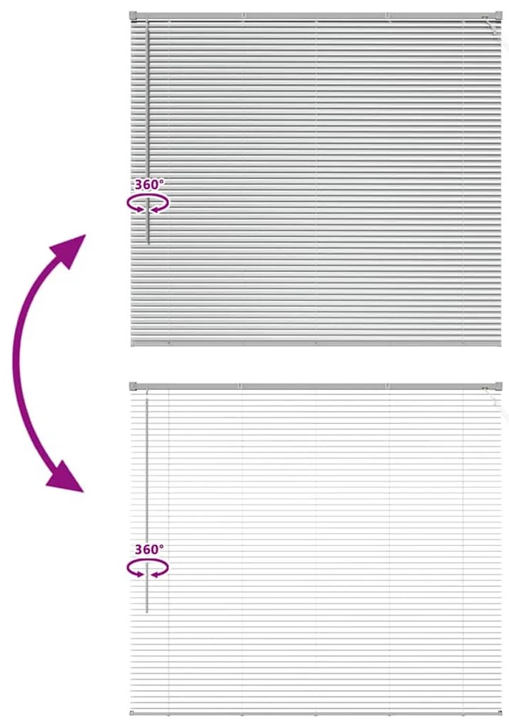 Persiana de Janela com cortinas Manual Prata 80 x 130 cm Alumínio
