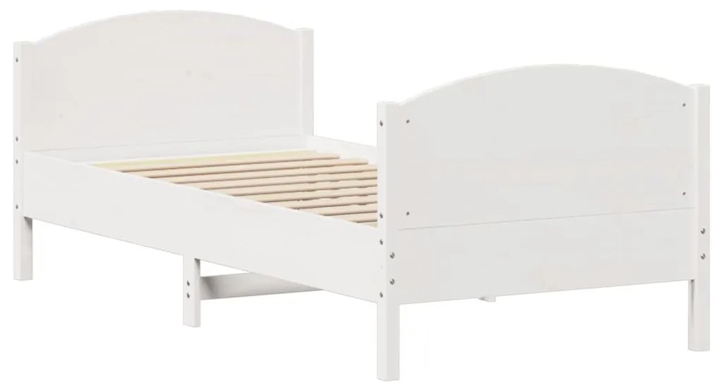 Cama sem colchão 75x190 cm madeira de pinho maciça branco