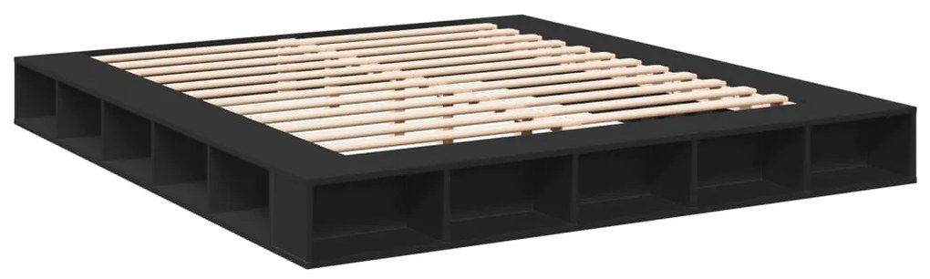 Estrutura de cama 200x200 cm derivados de madeira preto