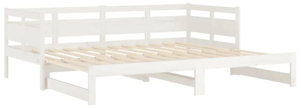 Estrutura sofá-cama de puxar pinho maciço branco 2x(90x190) cm