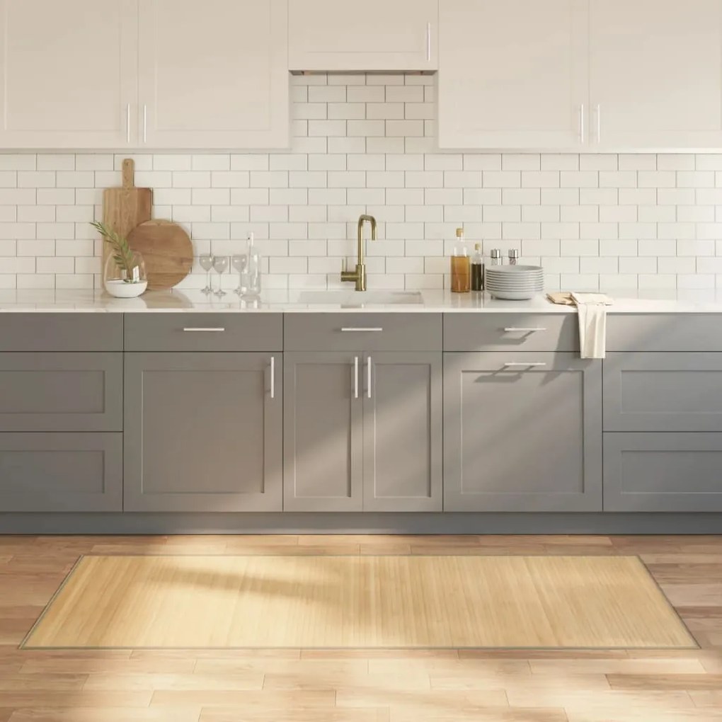 vidaXL Tapete retangular 80x200 cm bambu cor natural clara