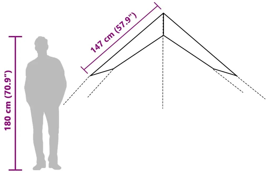 Lona de campismo 500x294 cm impermeável cinzento e laranja