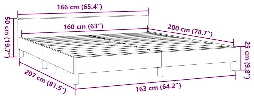 Estrutura de cama sem colchão 160x200 cm tecido cinzento-claro