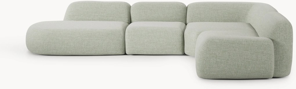 Sofá de canto modular XL em bouclé com chaise longue Wolke