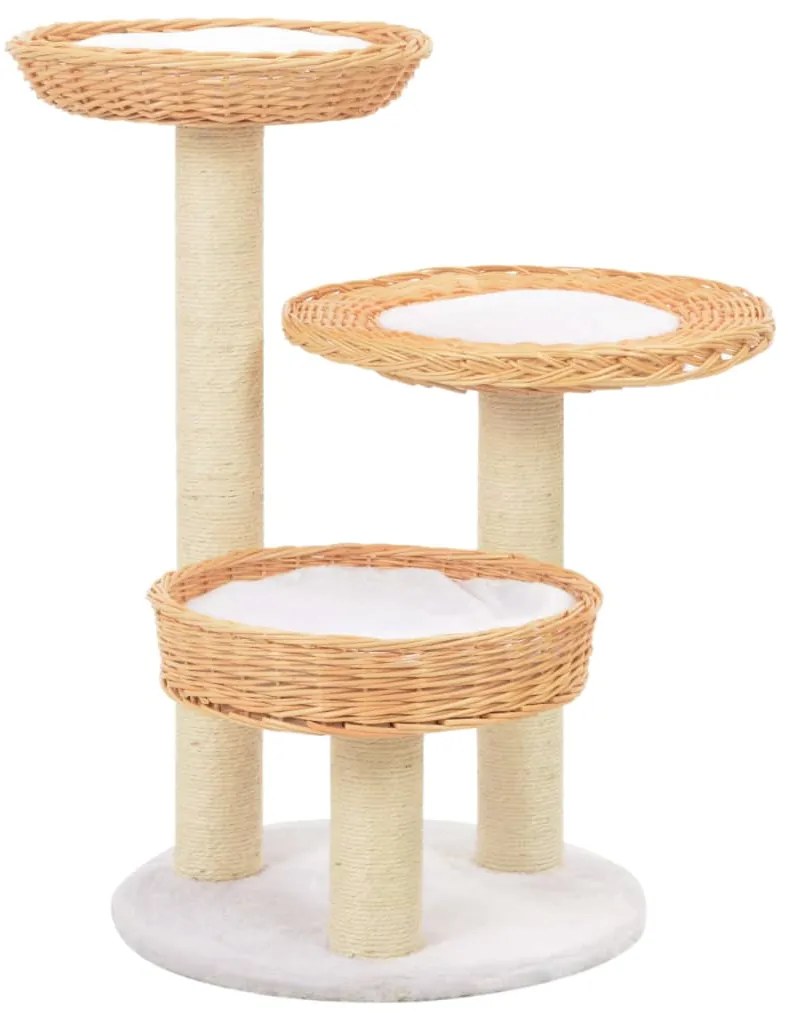 Árvore para gatos c/ postes arranhadores madeira de salgueiro