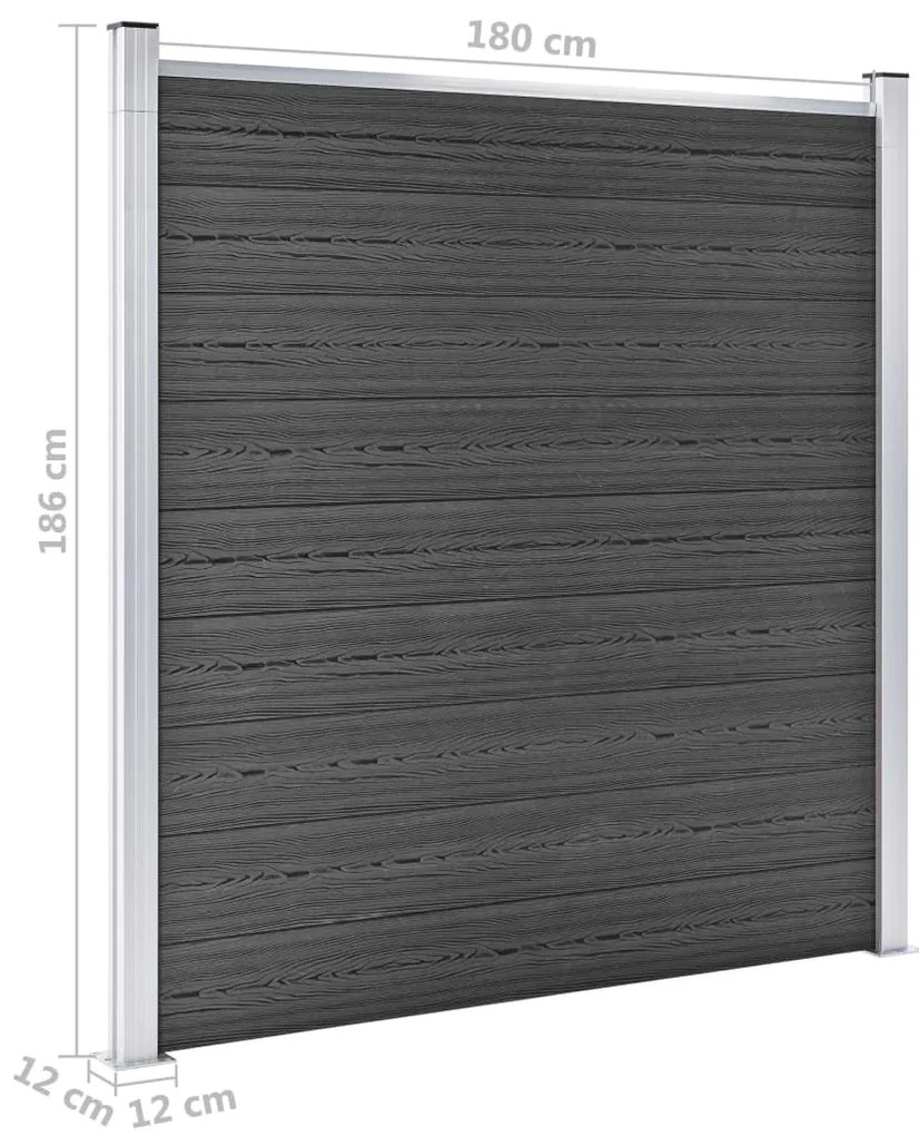 Conjunto de painel de vedação WPC 1391x186 cm preto