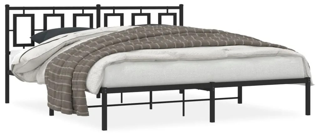 vidaXL Estrutura de cama em metal com cabeceira 180x200 cm preto
