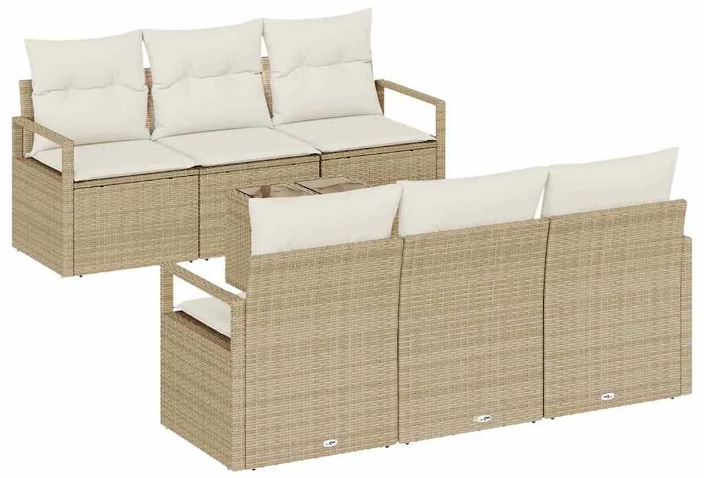 Conjunto de Sofá para Jardim vidaXL de 7 Peças com Almofadas Bege Ratt