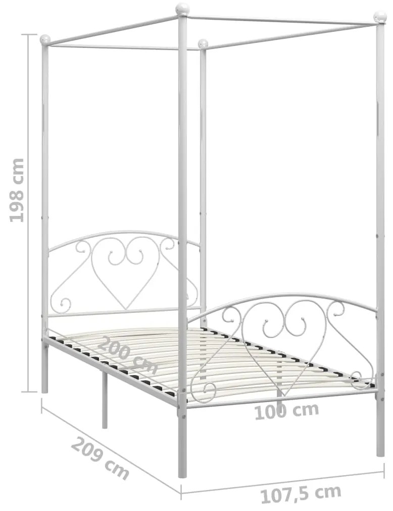 Estrutura de cama com dossel 100x200 cm metal branco