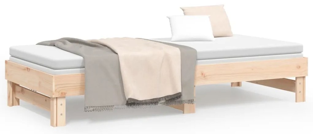 Sofá-cama de puxar 2x(80x200) cm madeira de pinho maciça