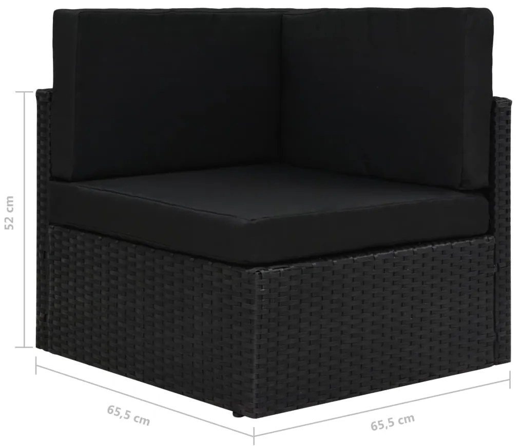 6 pcs conjunto lounge de jardim c/ almofadões vime PE preto