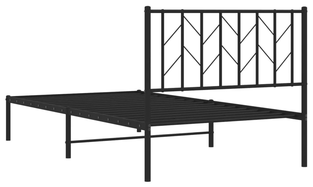 Estrutura de cama com cabeceira 100x190 cm metal preto