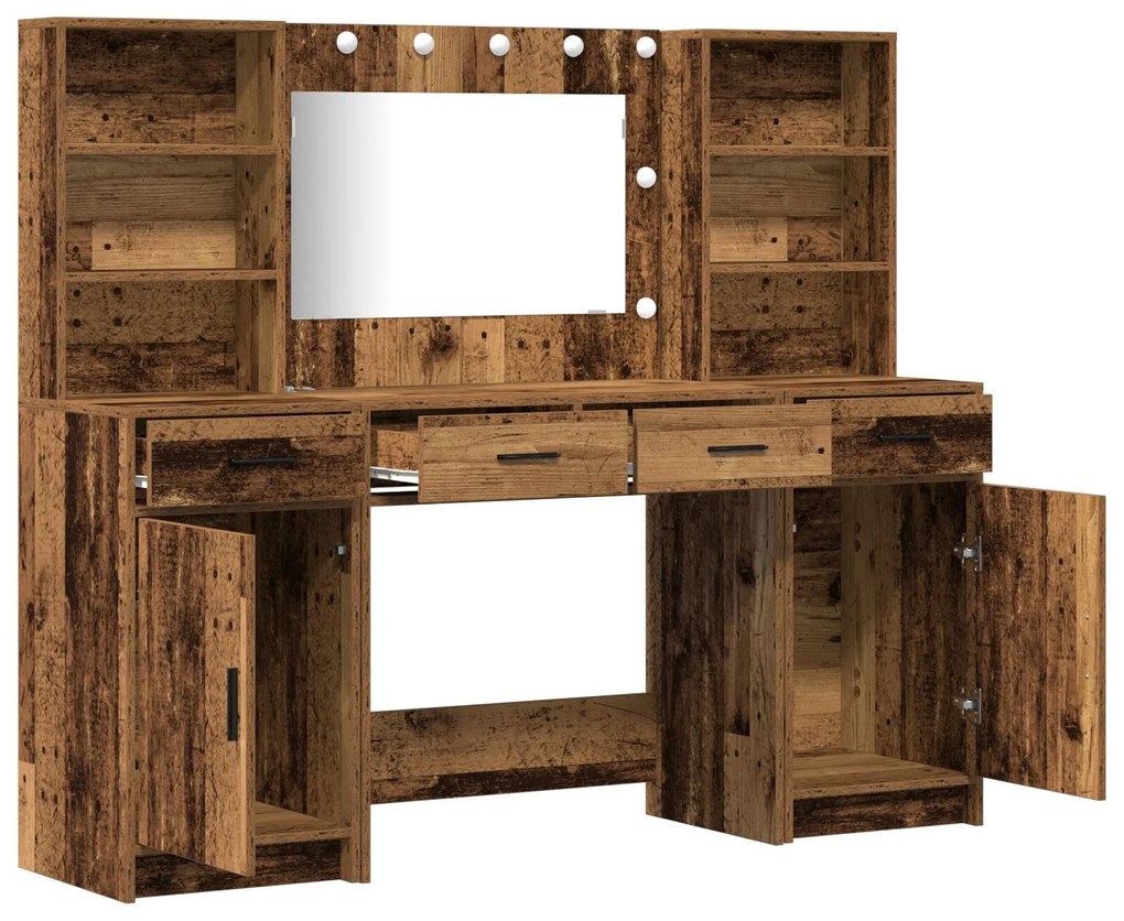 Conjunto de Mesa de Maquiagem 3 Peças vidaXL em Madeira Antiga de Made
