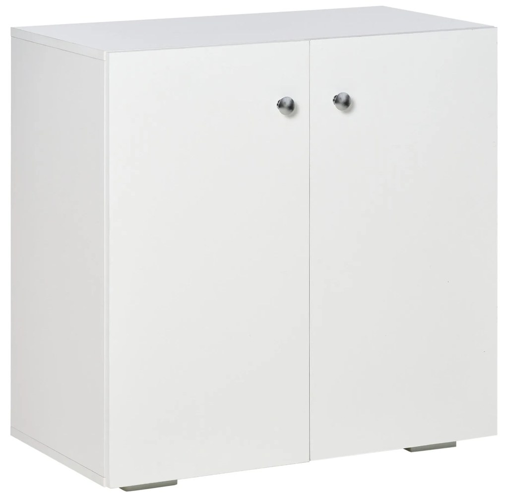 Aparador de Sala de Estar com 2 Portas Armário Auxiliar com 2 Prateleiras para de Livros Roupa Brinquedos Estilo Moderno 70x39x70cm Branco