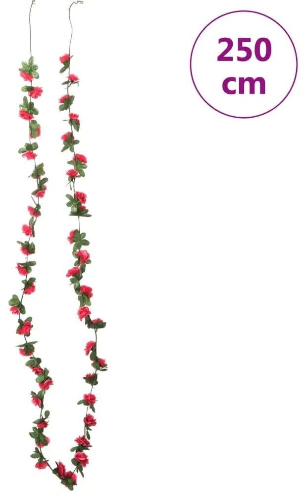 Grinaldas de flores de Natal 6 pcs 250 cm vermelho