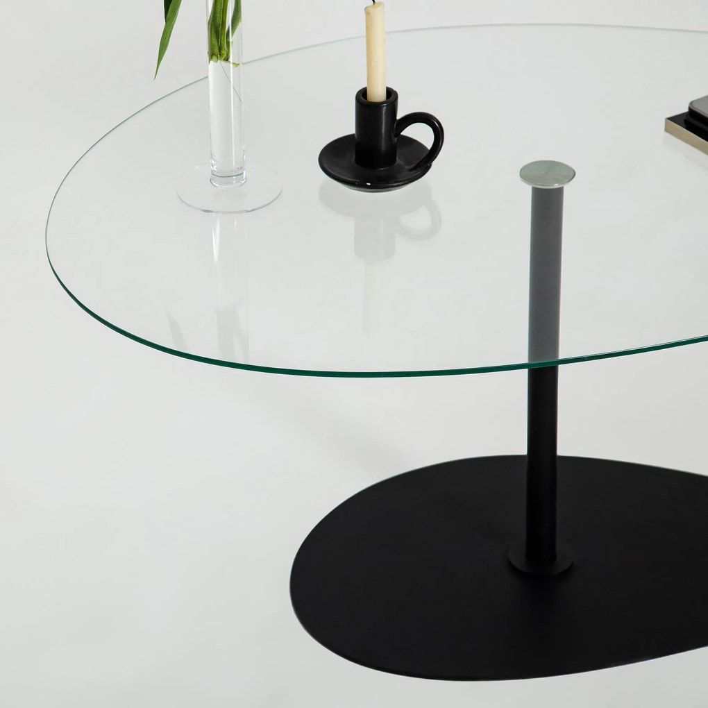 Mesa de Centro Porto – Transparente/Preto – 90x40x60 cm