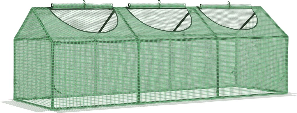 Mini estufa de jardim com 3 janelas enroláveis, cobertura em PE de alta densidade 140 g/m², 180 x 60 x 60 cm, verde escuro