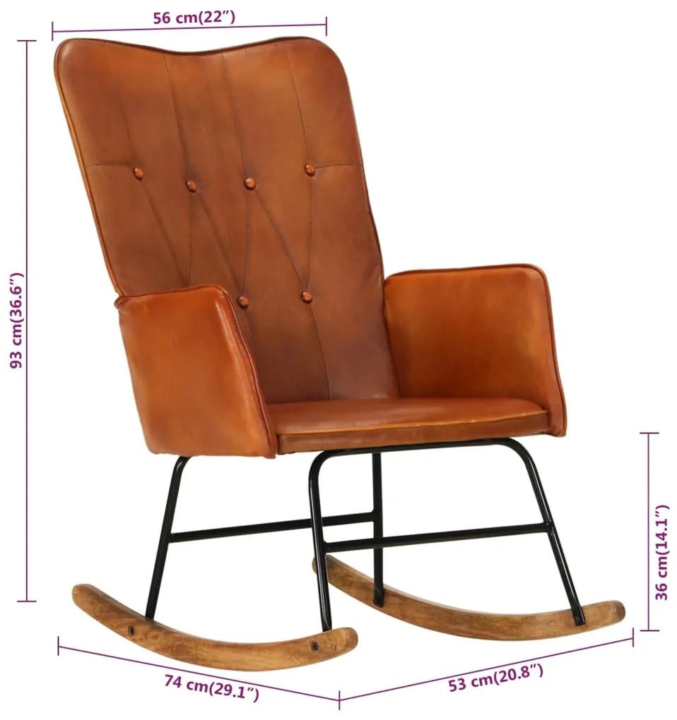 Cadeira de baloiço couro genuíno cor bronze