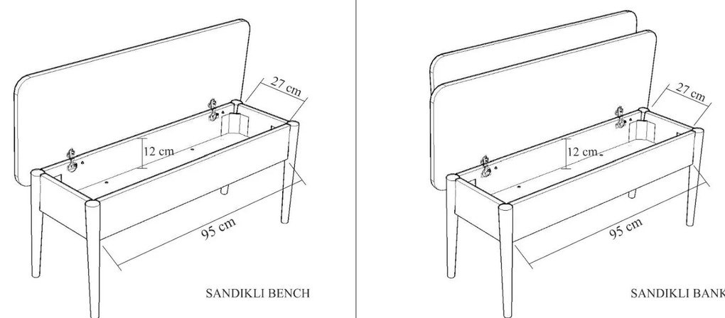 Bench Vina – Walnut Stone – 110 cm x 48 cm x 40 cm