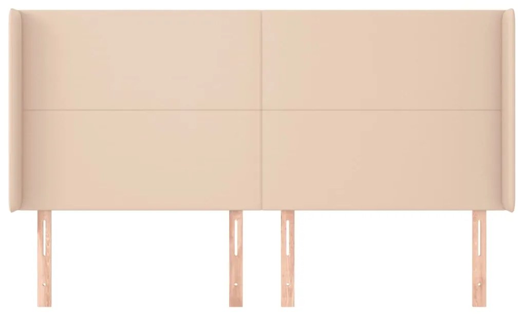 Cabeceira cama c/ abas couro artif. 163x16x118/128cm cappuccino