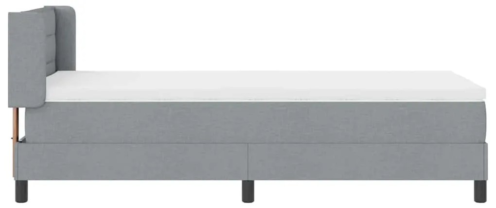 Cama Box com Colchão - Cinza Claro, 90 x 190 cm, Tecido